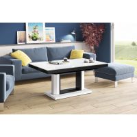 HUBERTUS - QUADRO LUX Ławostół | Blat Biały połysk | Noga Biało Czarna