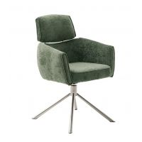 MC AKCENT - QUEBEC E Krzesło | Nogi skośne stal szlachetna szczotkowana | Obrót siedziska | Tkanina typu szenil Oliwka | QU4E45OL