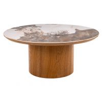SIGNAL - RONDO CERAMIC Ława fi80x35 | Biały PANDORO | Dąb