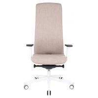 GROSPOL - SMART Fotel Obrotowy W White / Chrome | Mechanizm Synchro LP11 | Wysokie Oparcie | Zgodny z Rozporządzeniem z 2023 roku