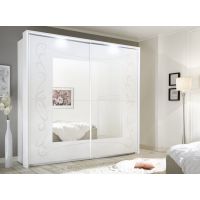 MC AKCENT - SOLER Szafa 265 z drzwiami przesuwnymi z lustrem | Oświetlenie | 2 x Półka | Szuflady | Stopery | Nóżki poziomujące | 671870-243