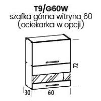 LIVEO - TIFFANY Szafka T9/G60W | Górna 60 z witryną | Ociekarka w opcji