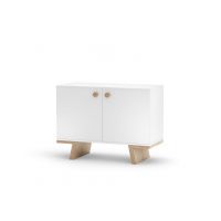 VIVO - TAO Szafka TYP 6 | 2 drzwi | Biały laminat | Podstawa laminat dąb naturalny