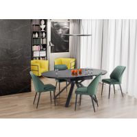 HALMAR - VERTIGO Stół rozkładany 130-180x130x76 | czarny marmur/czarny
