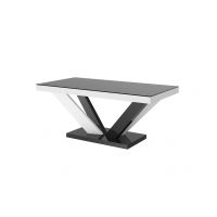 HUBERTUS - VIVA 2 Mini Ława | Blat Czarny mat | Noga Czarno biała