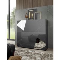 MC AKCENT - VITTORIA Komoda wysoka | 2 drzwi | lakier antracyt połysk | 202350-04