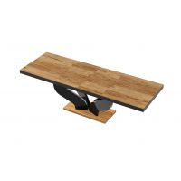 HUBERTUS - VIVA Stół 160-256x89 | Dąb Pradawny | Czarny połysk | Dąb Pradawny