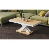 HUBERTUS - XENON LUX MINI Ława | Super Decor | Dąb Słoneczny | Biały połysk