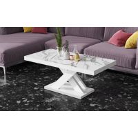 HUBERTUS - XENON LUX MINI Ława | Super Print | Marmur | Marble White HG | Biały połysk