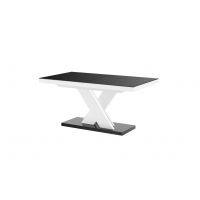 HUBERTUS - XENON LUX Stół 160-256x89 | Blat Czarny mat | Noga Biała