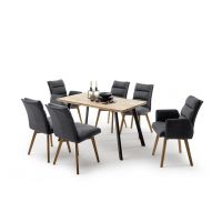 MC AKCENT - ZEBALLOS Stół 140x75 | Blat Krawędź typu szwajcarskiego | Dąb burgundzki olejowany | Stelaż 4 Nogi Czarny mat | ZET14SZK | ZETGVMSP