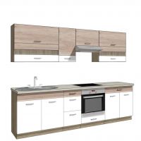 FADOME - ECONO Kuchnia Zestaw A Plus | 270 cm | Korpus sonoma | Okucia Basic