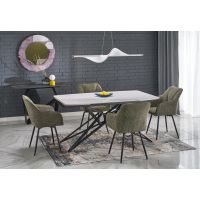 HALMAR - ALFREDO Stół rozkładany 160-240x91x76 | Spiek biały marmur/czarny | DOSTĘPNE OD RĘKI