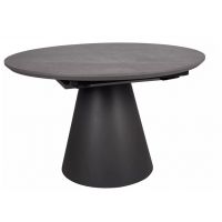 SIGNAL - ANGEL II Stoł rozkładany fi 120-160cm | Szary efekt marmuru | Czarny mat