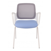 GROSPOL - ASPEN Krzesło Konferencyjne 4L WS ARM White / Chrome | Oparcie Siatkowe | Podłokietniki