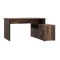 Forte - NET106 T2KB231L-M800 | Biurko narożne z komodą | Old – Wood Vintage / Czarny