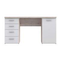 Forte - NET106 MT926-T19 | Biurko z 4 szufladami z szafką | Dąb piaskowy+ Biały