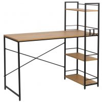 FURNITEX - B10-FX Biurko z regałem | Dąb naturalny/stelaż czarny