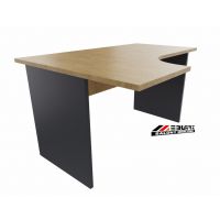 AMS Meble Biurowe - WOOD Biurko BW13 Na Stelażu Płytowym | 160/50x100/80 cm | 1-osobowe | Kształtowe