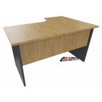 AMS Meble Biurowe - WOOD Biurko BW10 Na Stelażu Płytowym | 160/50x100/70 cm | 1-osobowe | Kształtowe