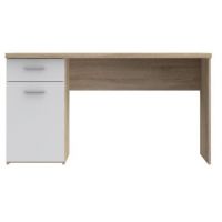 Forte - NET106 MT936-Q36 | Biurko 140 z szufladą i szafką | dąb sonoma + biały