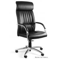 UNIQUE MEBLE - BRANDO FOTEL OBROTOWY C049-PU | EKOSKÓRA CZARNA