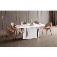 HUBERTUS - GLAMOUR CAPITOLO Stół 160-208x89 | Biały mat | Chrom