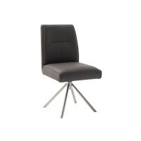 MC AKCENT - DELANE 2E Krzesło | Oparcie ruchome | Obrót siedziska | Skóra antracyt | Stelaż stal szlachetna szczotkowana | 1006258