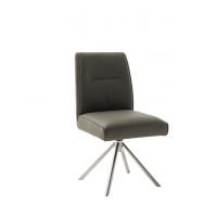 MC AKCENT - DELANE 2E Krzesło | Oparcie ruchome | Obrót siedziska | Skóra oliwka | Stelaż stal szlachetna szczotkowana | 1006260