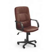 HALMAR - DENZEL Fotel Obrotowy | Ekoskóra | Ciemny brąz