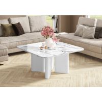 HUBERTUS - DIVERSO Ława 80x80x50 | Marble white połysk | Biały połysk