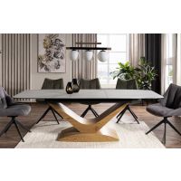 SIGNAL - DOLCE CERAMIC Stół rozkładany 95x180-240x76h | Biały STATUARIO VENATO | Dąb