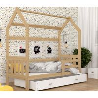 AJK meble - DOMEK 2 Łóżko Parterowe 1-osobowe 160x80cm, Kolor: Sosna