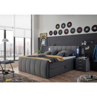 MEBLE BEST - EDMONTO Łóżko Kontynentalne z pojemnikiem | 180x200 | z oświetleniem