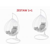 FURNITEX - F-03 Fotel | Zestaw foteli ogrodowych | L+XL | Białe | Poduszki szare