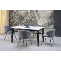 HALMAR - FELIX Stół rozkładany 141-201x75x81 | biały marmur/czarny