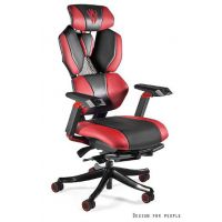 UNIQUE MEBLE - COMBAT Fotel Obrotowy UN-44 | Czerwono-czarny