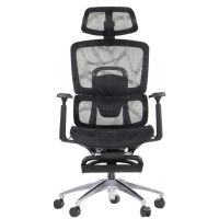 STEMA - ErgoNew A1F Fotel Obrotowy | Czarny | Siedzisko Siatkowe | Podnóżek | Zgodny z Rozporządzeniem z 2023 roku