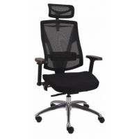 GROSPOL - FUTURA Fotel Obrotowy 4S PLUS | Black / Aluminium Polerowane | Mechanizm Synchro Self SF2 Plus | Podłokietniki 4D | Zagłówek | Zgodny z Rozporządzeniem z 2023 roku