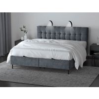 Mars Meble - MUNA Łóżko z pojemnikiem | 180x200 | Materac Pocket | Topper | Lampki 2 sztuki