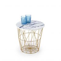 HALMAR - HARISSA G Ława | złoty-biały marmur