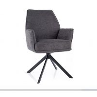 SIGNAL - HUGO BREGO Krzesło | Obrót siedziska | Tkanina Brego Ciemny szary 18 | Stelaż Czarny mat | DOSTĘPNE OD RĘKI