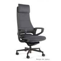 UNIQUE MEBLE - VIRGO Fotel Obrotowy CM-B327ASK-HL | Skóra Naturalna Szara