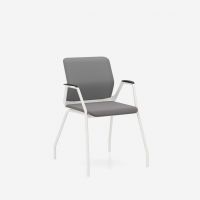 NOWY STYL - YOUTEAM Krzesło konferencyjne FRAME CHAIR 4L UPH PEARL WHITE | Tapicerowane Oparcie i Siedzisko | na 4 nogach | Wersja perłowobiała PW | Podłokietniki