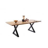 MC AKCENT - DEBA Stół drewniany 220x100 | Obrzeże ciosane | Stelaż krzyżak | DE22UXBW | DETGXSXL
