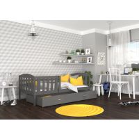 AJK meble - KUBUŚ P MDF Łóżko parterowe 1-osobowe z szufladą 160x80cm