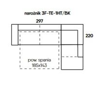 Bydgoskie Meble - LEGATO Narożnik | 3F-TE-1HT/BK//1HT/BK-TE-3F | Z funkcją spania | Pojemnikiem na pościel