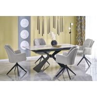 HALMAR - LUCIANO Stół rozkładany 180-230x90x76 | biały marmur/czarny