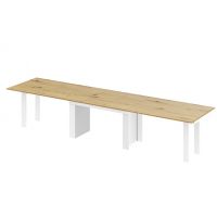 HUBERTUS - MAGRO Stół 170-410x100 | Dąb artisan | Biały połysk