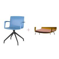 BGROUP - MANILA Krzesło Konferencyjne M02 S60 | Stelaż Typu Pająk | Kubełek z Tworzywa | Siedzisko Tapicerowane | Obrót Siedziska